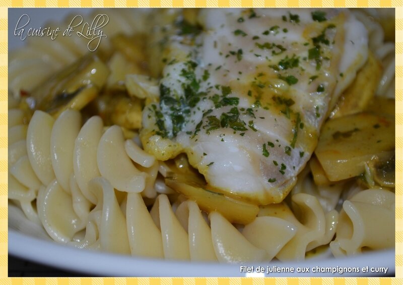 Filet de julienne aux champignons et curry