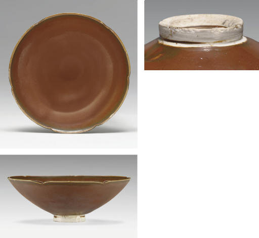 A very rare Dingyao persimmon-glazed foliate bowl, Northern Song dynasty, 11th century