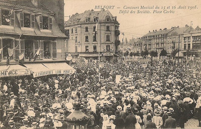 Belfort 1908 08 15 & 16 CPA n°7 Corbis Défilé Sociétés