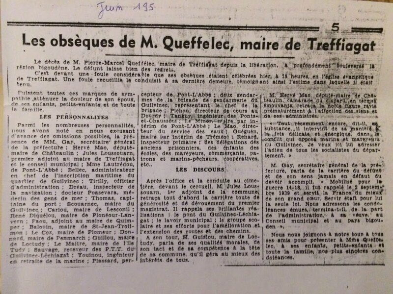 Pierre Marcel Queffelec article de presse