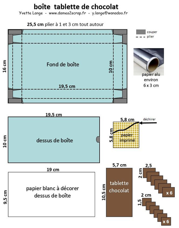 plan de coupe boite tablette de chocolat