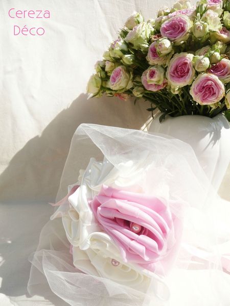 mariage rétro bouquet rose ivoire