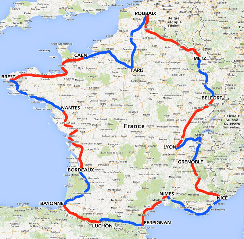 Carte Tour de France 1910