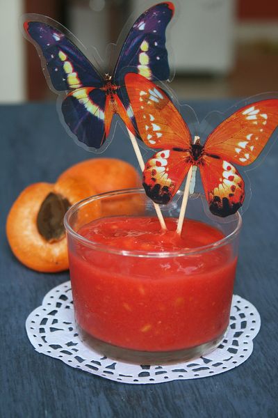 Soupe glacée framboise abricot au miel