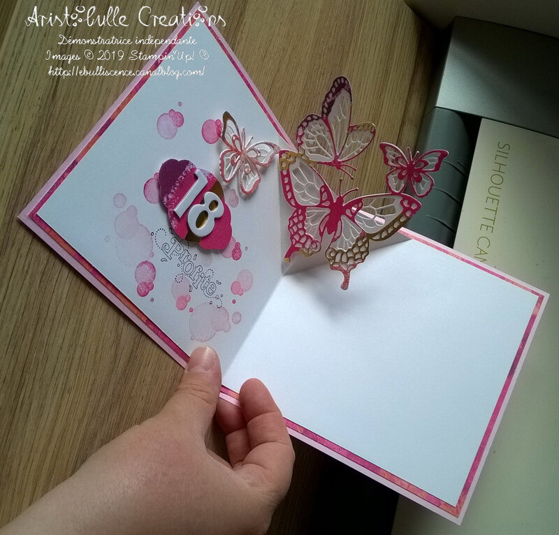 Carte anniversaire papillons pop up - ouverte