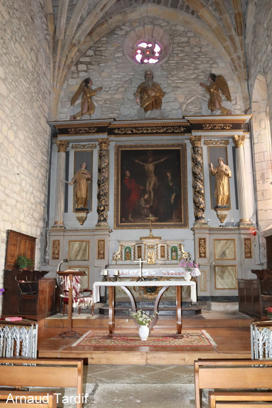 001761 Aubrac Juin 2023 - Aveyron - Prades d'Aubrac - Eglise St Laurent avec des clefs de voûte pendantes