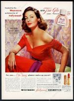 Oleg_Cassini-dress_red_purple_sash-gene_tierney-1952-adv-1