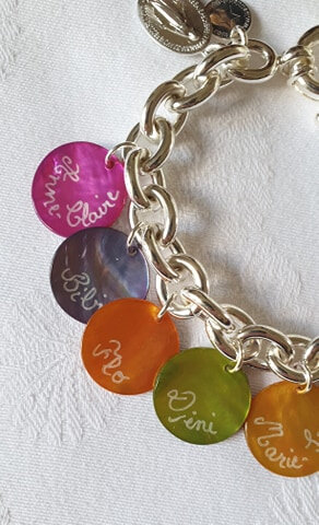 Bracelet personnalisé sur chaîne argent massif grosse maille ovale détails 1