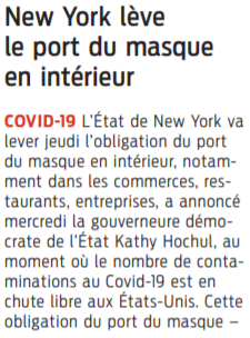 2022 02 10 SO New York lève le port du masque en intérieur