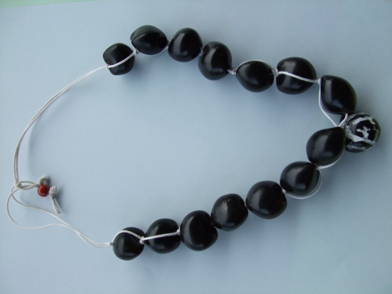 Collier de perles en graines ( ou de noix comme dirait Cécile )