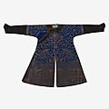 A Chinese dark blue ground <b>summer</b> <b>dragon</b> <b>robe</b>, late Qing dynasty