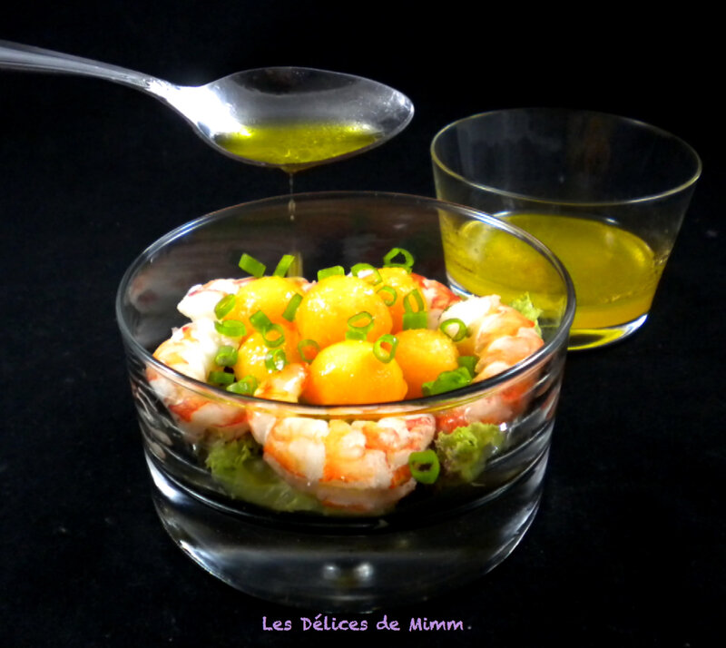 Salade de crevettes et melon pour une entrée rapide et bien fraîche 2