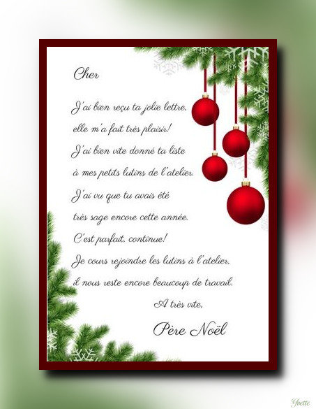 La lettre réponse du Père Noël