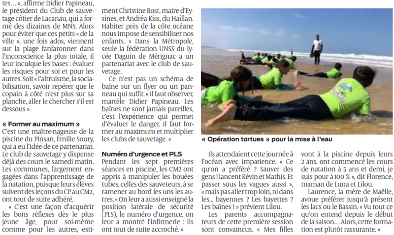 2022 06 21 SO Eysines Le Haillan Des CM2 de la ville formés au sauvetage côtier2