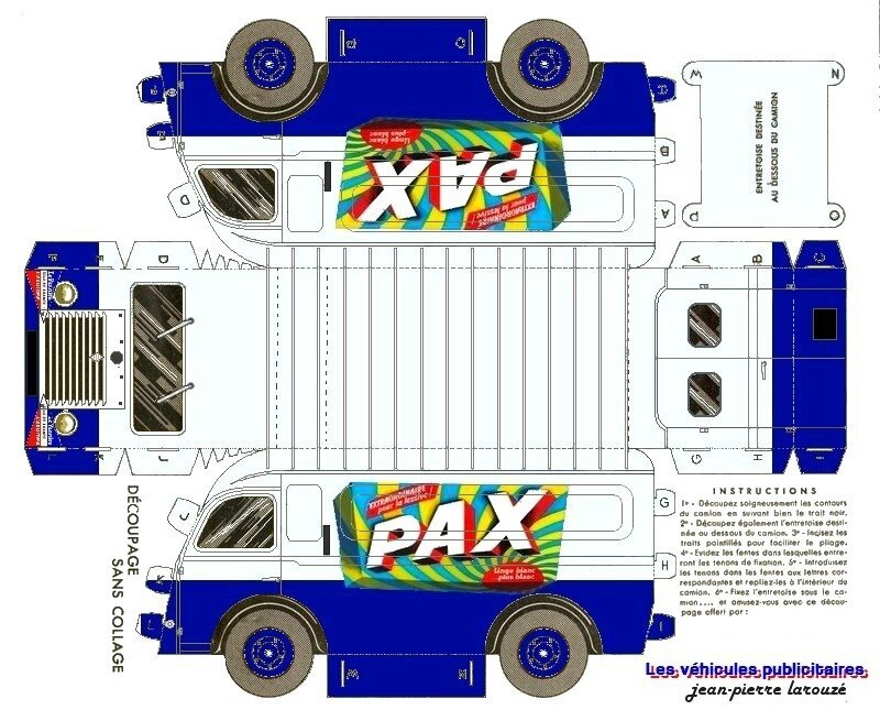Xt -camion renault galion-goelette la lessive pax bleu-blanc