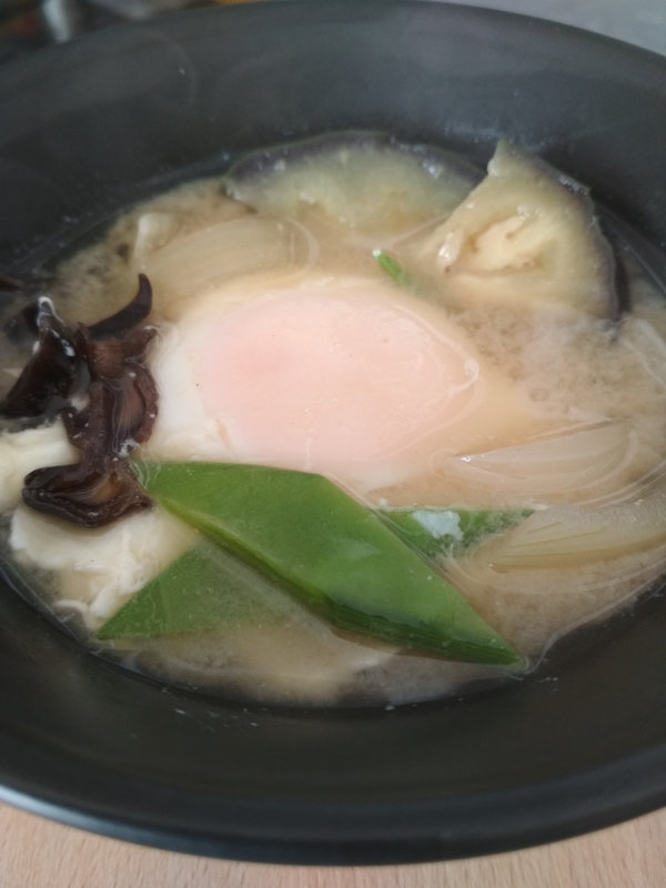 soupe miso aubergine œuf