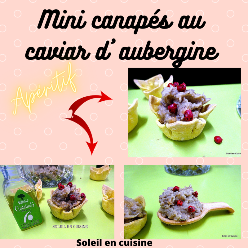 Mini canapés au caviar d'aubergine