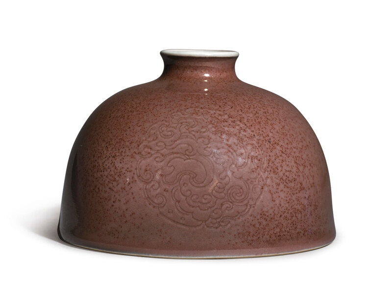 A peachbloom-glazed 'beehive' waterpot, Kangxi mark and period (1662-1722)