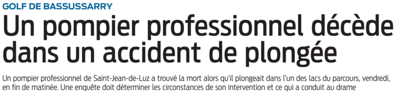 2022 07 171 SO Un pompier professionnel décède dans un accudent de plongée