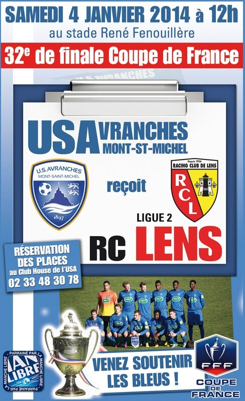 32e finale coupe de france football 2014 Avranches Lens foot