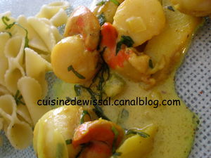 Filkoujina nous nous délectons du savoureux curry "italien" aux pommes, au noix de st jacques recettes plats Noix de Saint Jacques au miel, curry et pommes