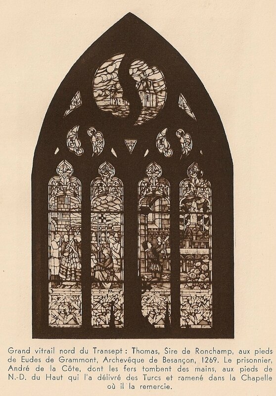 CPA Ronchamp Notre-Dame du Haut 1930 Transept Vitrail nord
