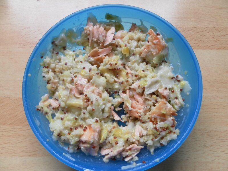 quinoa de la mer (fondue poireaux saumon)