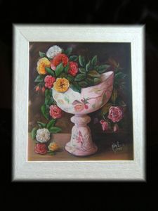 Vase Ecole de Nancy et fleurs