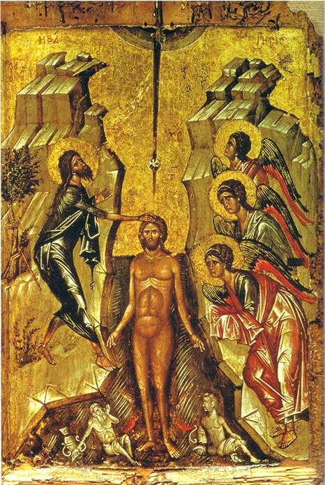 Baptême de Jésus icône ancienne
