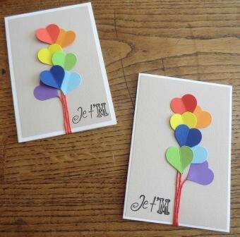 carte coeurs ballons