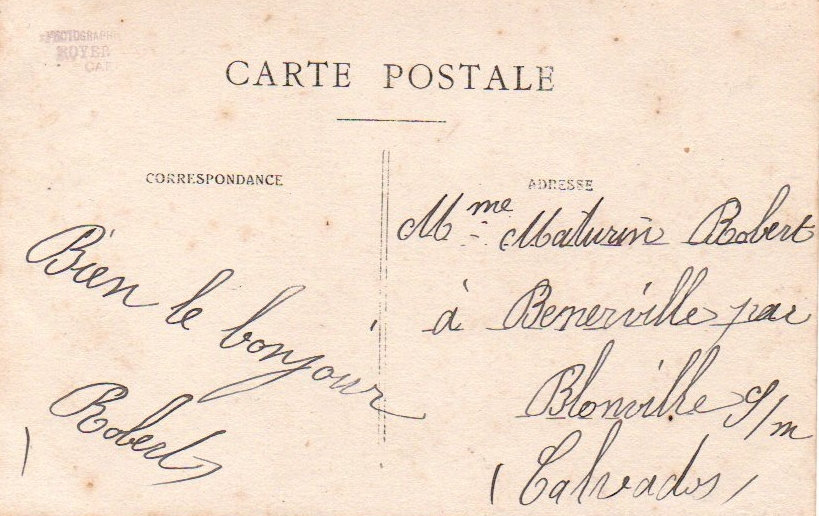 Caen, Quartier Claude Decaen, 1ère batterie du  43e RAC Robert Adrien Tripout corresp