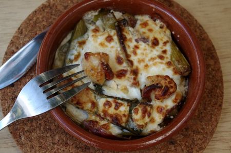 Gratinée de poireaux aux noix de St Jacques et jambon ibérique recettes legumes Gratin de Poireaux