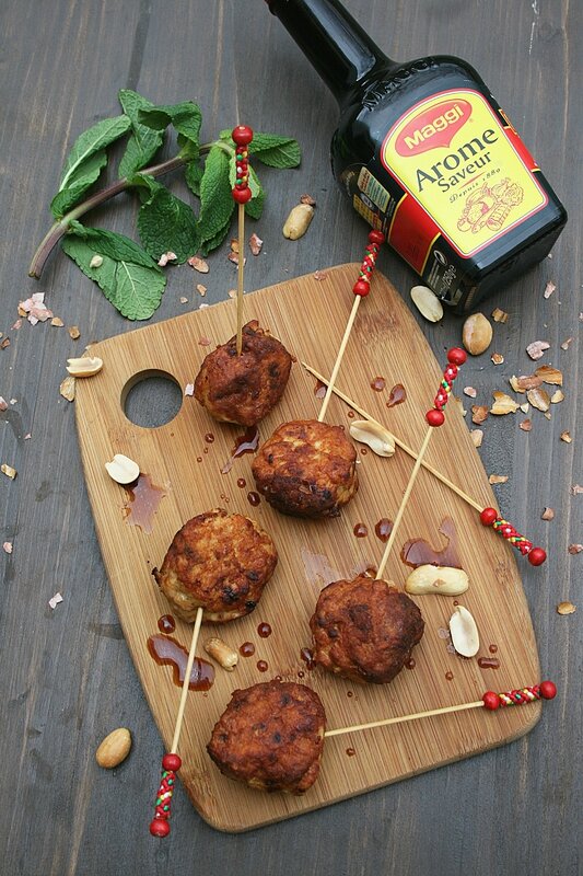 Boulettes de poulet aux cacahuètes et menthe - passion culinaire Minouchka