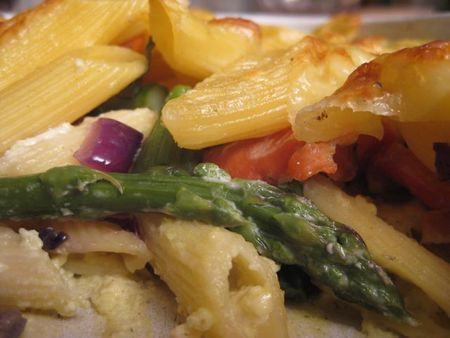 Gratin d’asperges vertes, pâtes et saumon fumé recettes legumes Penne à la crème de parmesan, inspirée par Jean François Piège
