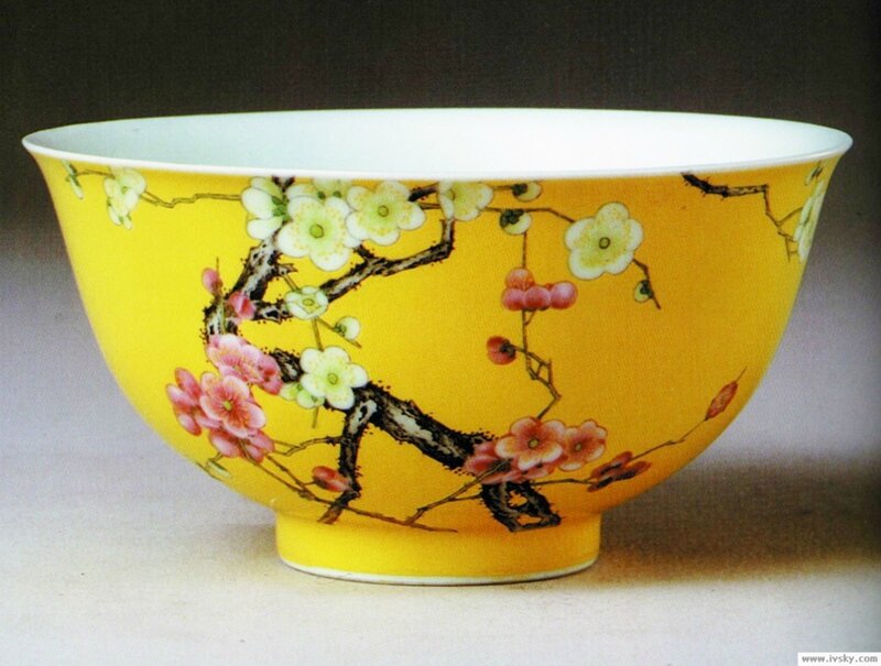 Yellow-Ground Prunus bowl