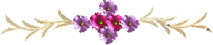 Gif barre scintillante bouquet fleur mauve central et volutes or 320 pixels