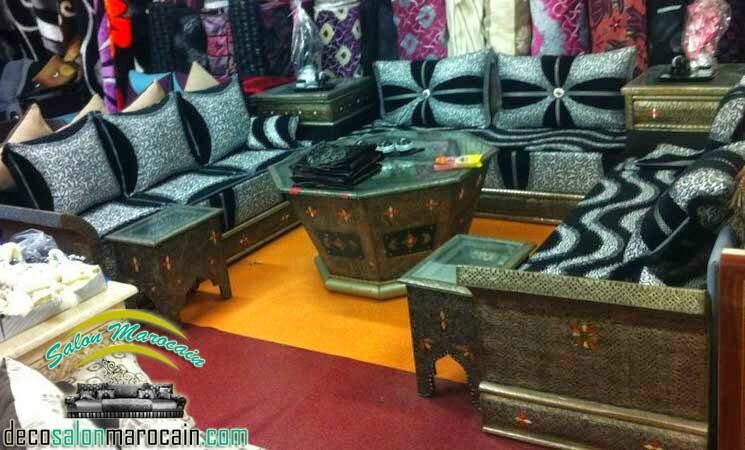 Salon-marocain-noir-argenté-de-luxe