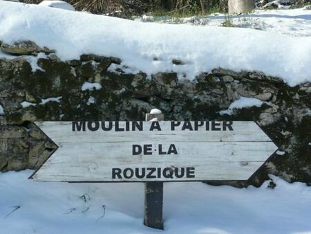 Pancarte moulin sous la neige Françoise Cheyrou