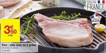 Carrefour Hyper France - Côte de porc du 5 au 11 juillet 2016