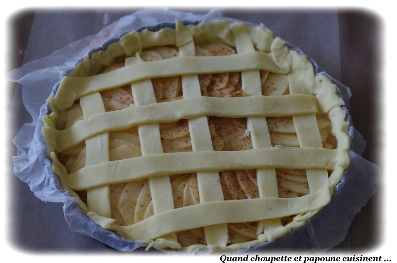 tarte à la compote de pommes, pommes tranchées et canelle-1542