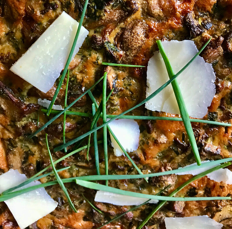 tarte aux champignons, pâte à la farine de châtaigne