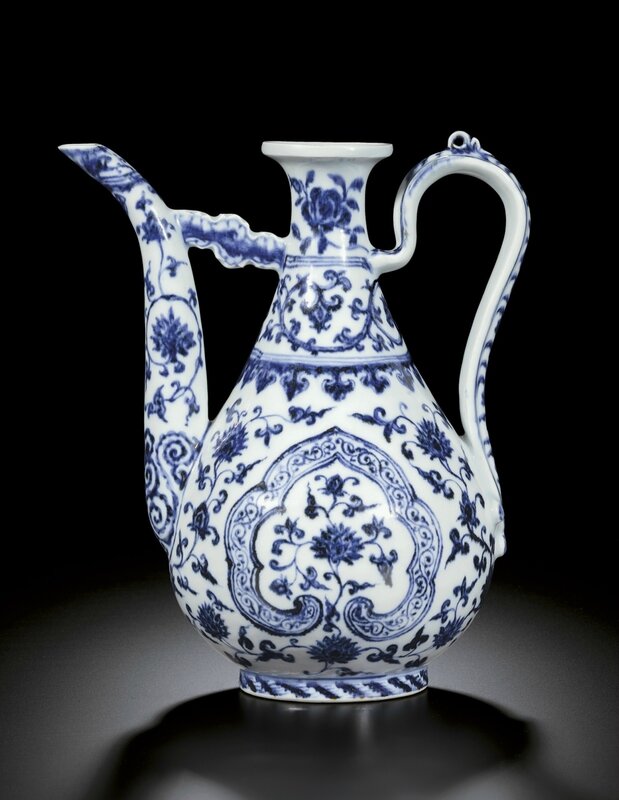 A rare and magnificent blue and white ewer