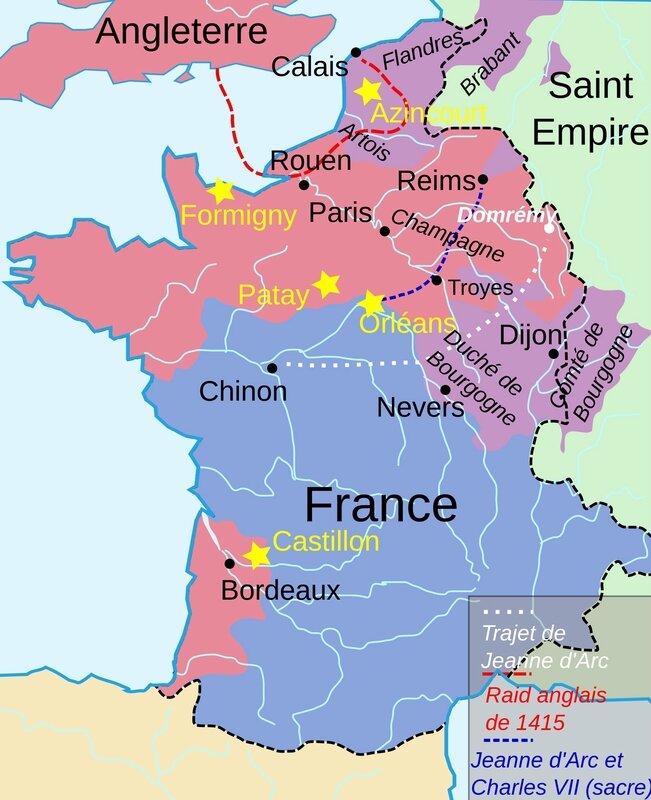 France et trajets Jeanne d'Arc