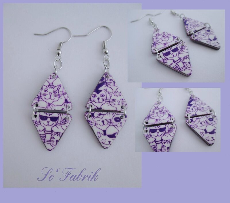 BOUCLES chats silk-violet triangles doubles