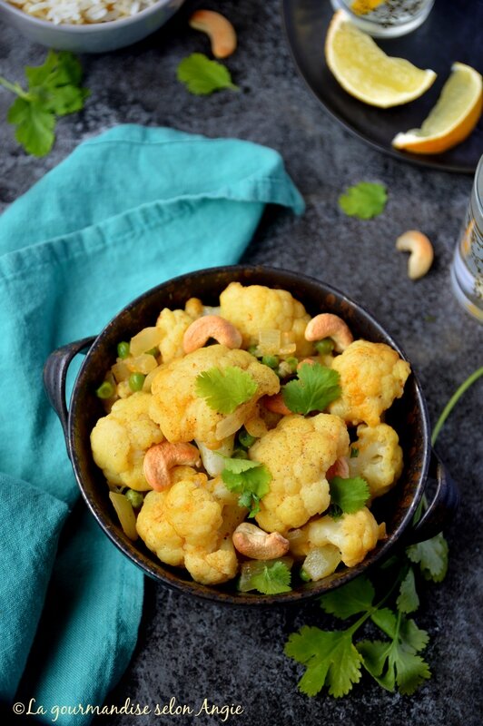 curry chou fleur petits pois vegan