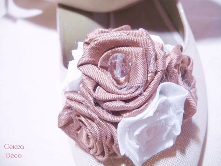clip chaussure mariage fleur vieux rose ivoire 3