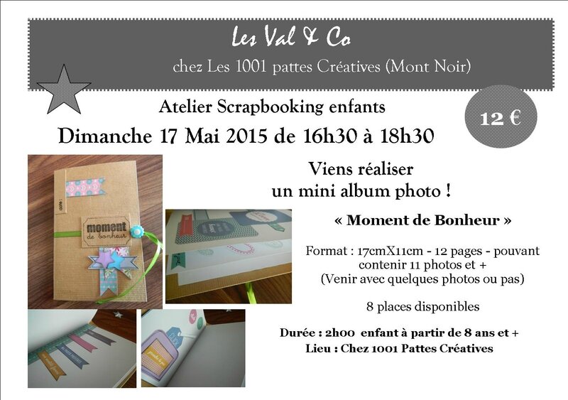 flyer mini album enfant pour atelier 1001 pattes