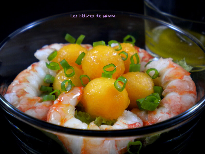 Salade de crevettes et melon pour une entrée rapide et bien fraîche 3