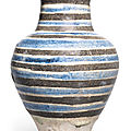 A blue and black banded pottery jar, Near East, <b>circa</b> <b>13th</b> <b>century</b>