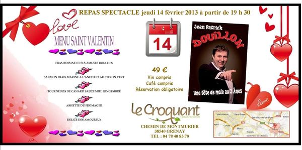 Repas Spectacle St Valentin